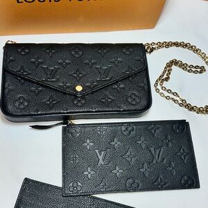 Louis Vuitton Felicie Pouchette Black Chain Wallet